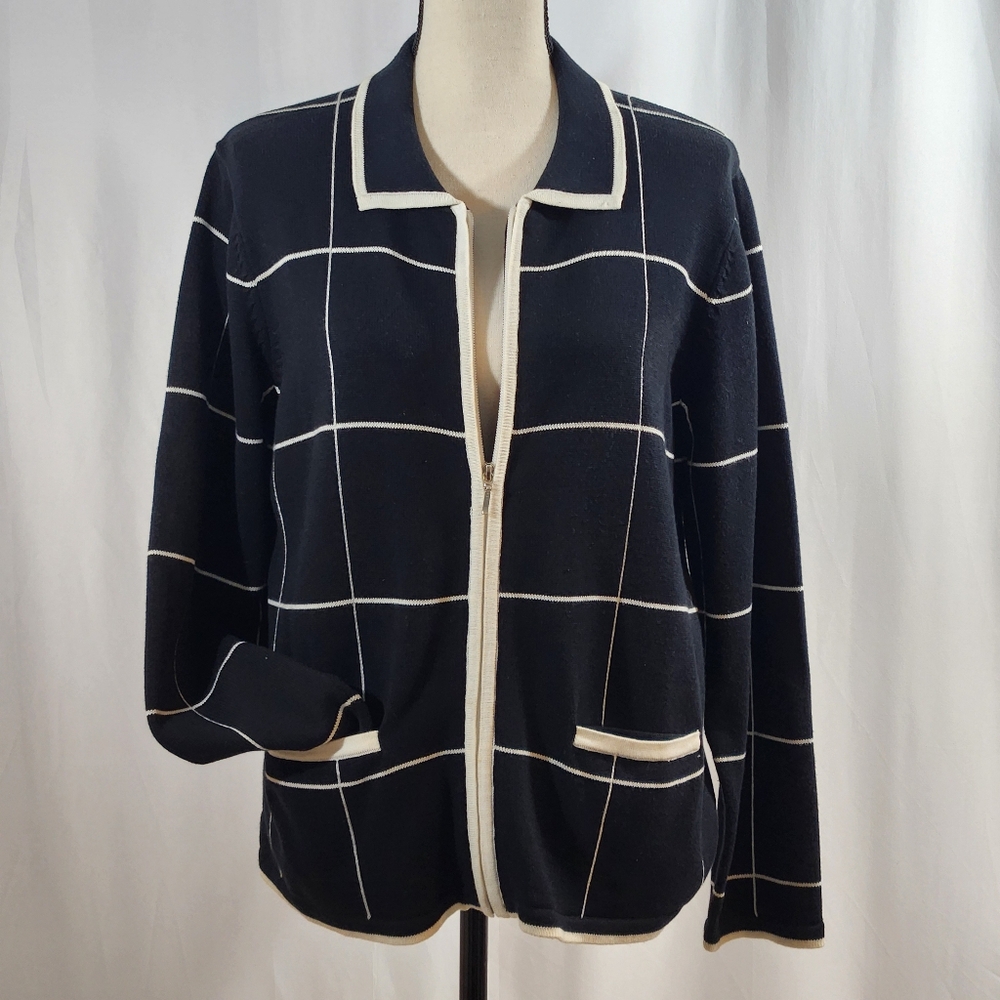 Allison Daley Zip Front Sweater Petite Medium